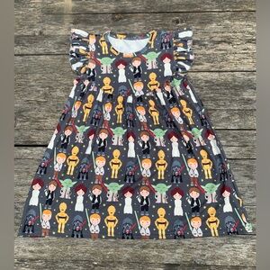 Star Wars 4-5T handmade dress ruffle sleeves toddler girl one of a kind OOAK
